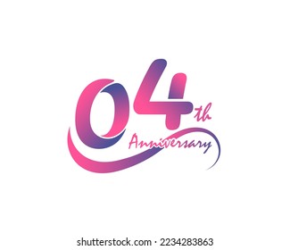 4 years anniversary logotype. 4th Anniversary template design for Creative poster, flyer, leaflet, invitation card