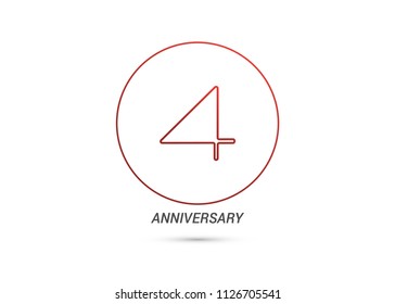 4 Years Anniversary logotype with rounded and simple red colored font numbers isolated on white background for company celebration event, birthday