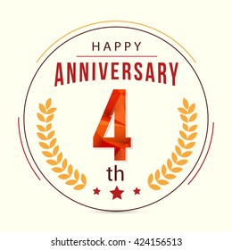 4 Years Anniversary with Low Poly Design and Laurel Ornaments