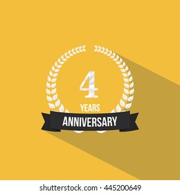 4 Years Anniversary with Low Poly Design and Laurel Ornaments