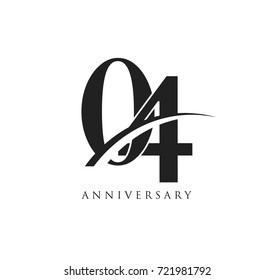 4 years anniversary pictogram vector icon, simple years birthday logo label, black and white stamp isolated