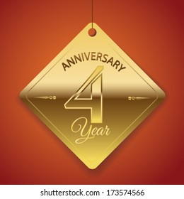4 Years Anniversary poster / template/ tag design Vector