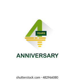 4 years anniversary, signs, symbols,flat design.