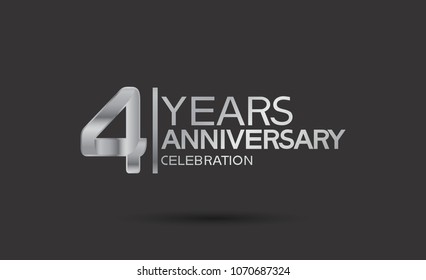 4 years anniversary silver design for celebration event isolated on black background 