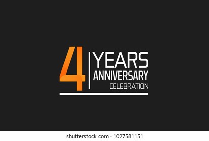 4 years anniversary simple design celebration with orange color and white isolated on black background