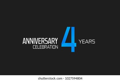 4 years anniversary simple design with blue and white color for celebration event