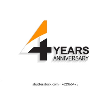 4 years anniversary simple design with white slash in orange and black number for celebration event