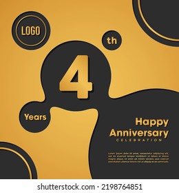 4 Years Anniversary template design. Golden Anniversary, vector illustration.