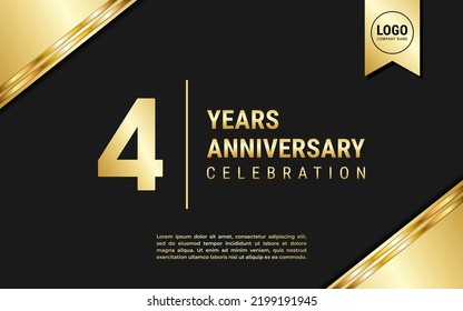 Diseño de plantilla de 4 años de aniversario. Celebración del Aniversario de Oro, ilustración vectorial.