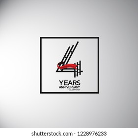 4 years anniversary template flat style with square and red ribbon