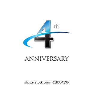 4 years anniversary Template logo with swoosh