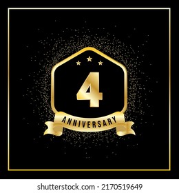 4 Jahre Jubiläum Vektor Tempalate für Grußkarte, Poster, Banner oder Print. VEctor EPS10