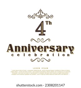 4 Years annivesary celebration 3d vector template design ilustration