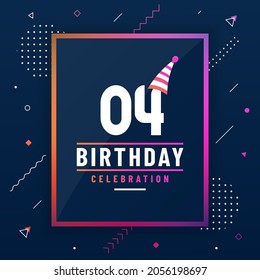 4 years birthday greetings card, 4 birthday celebration background colorful free vector.