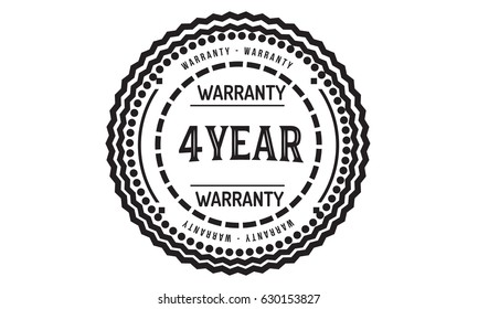 4 years black warranty label icon vector vintage stamp
