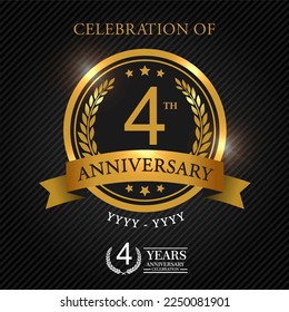 4 years celebration anniversary logo vector isolated on black background