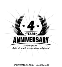 4 years design template. Anniversary vector and illustration template.