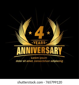 4 years design template. Anniversary vector and illustration template.
