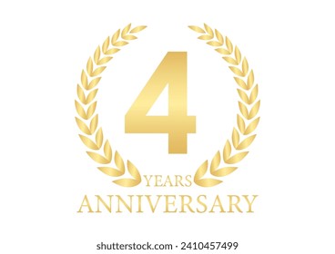 4 Years or Four Years Anniversary Logo. Anniversary Celebration Logo for Wedding, Birthday Party or Celebration. Vector Illustration.