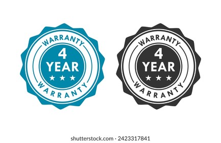 4 years and lifetime warranty label template illustration