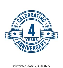 4 years logo design template. 4th anniversary vector and illustration.