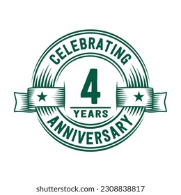 4 years logo design template. 4th anniversary vector and illustration.