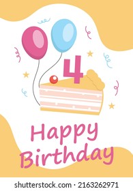 4 Years old Birthday Vector Illustration Template