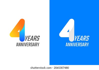 4 years simple anniversary logo design. Minimal celebration number with gradient color and white. Minimalist birthday vector