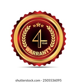  4 years warranty badge and sticker or warranty seal stamp