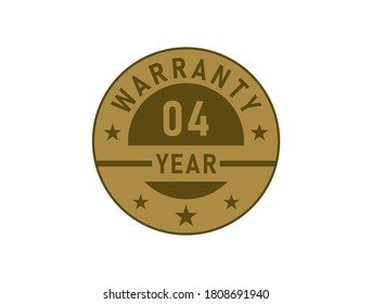 4 years warranty golden badges isolated on white background. Warranty label
