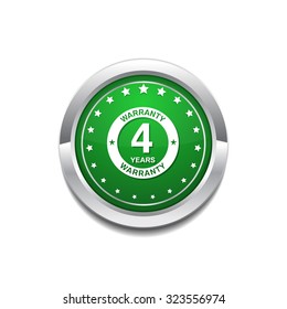 4 Years Warranty Green Vector Icon Button