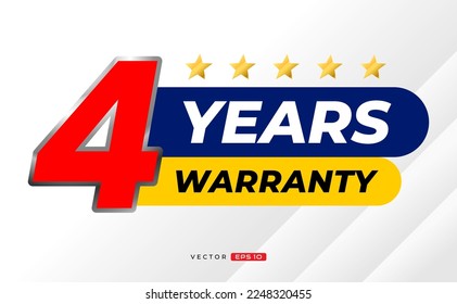 4 years warranty label. for icon, badge, logo, sticker, tag. vector label illustration