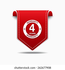 4 Years Warranty Red Vector Icon Design