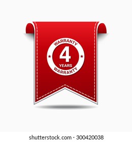 4 Years Warranty Red Vector Icon Design