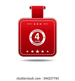 4 Years Warranty Red Vector Icon Design
