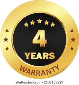 4 Years Warranty Seal, warranty seal in Golden, four years warranty seal stamp, Gold sealed warranty label