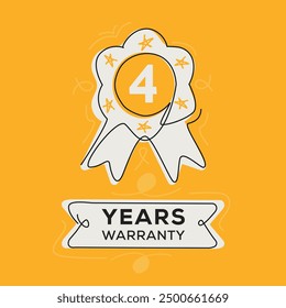 4 years warranty seal stamp, vector label.