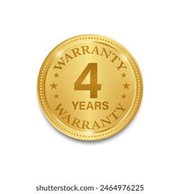 4 Years Warranty. Warranty Sign. Vector Illustration Isolated on White Background. 