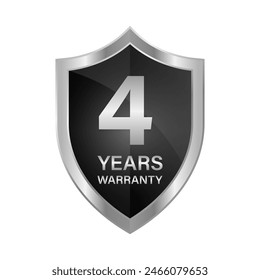 4 Years Warranty. Warranty Sign. Vector Illustration Isolated on White Background. 