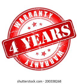 4 years warranty stamp.  Vector illustration.