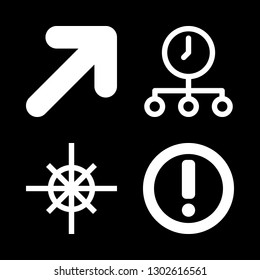 4 yellow icons with composition and up right arrow in this set