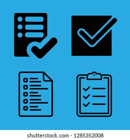 4 yes icons with checked filled list and checked in this set