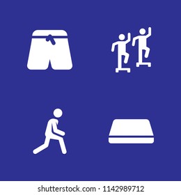 4 yoga icon set with exercise, stretching and gym mat vector illustration for graphic design and web