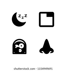 4 young icons in vector set. kiss, sleep, tab and smell illustration for web and graphic design
