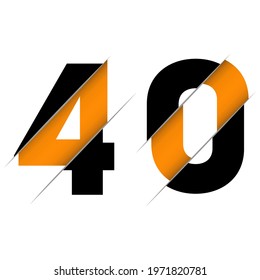 40 4 0 Number Logo Design with a Creative Cut and Black Circle Background. Creative logo design.