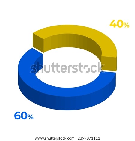 40 60 3d donut pie chart illustration eps vector