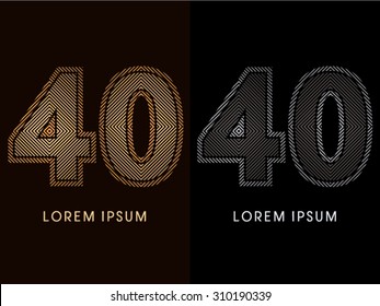 40 ,abstract luxury font, Designed using gold and black line square, geometric shape, graphic vector.