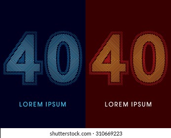 40 ,abstract luxury font, Designed using cool and hot colors, line square, geometric shape, graphic vector.