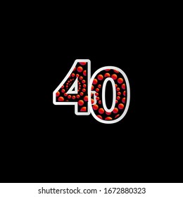 40 Anniversary Celebration Bubble Red Number Vector Template Design Illustration