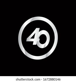 40 Anniversary Celebration Circle Silver Number Vector Template Design Illustration